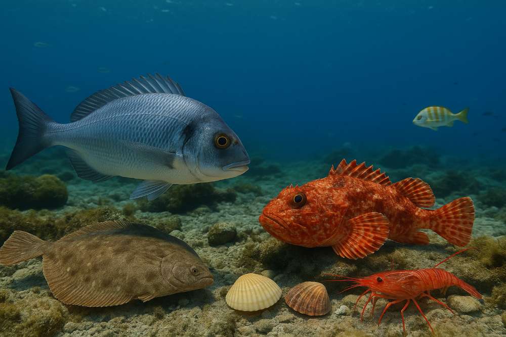 ヴィーガンと魚介類、その関係を表した画像