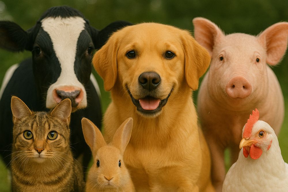 「動物好き」動物が好き、という人々へ、ヴィーガンが問う、動物たちの集合写真